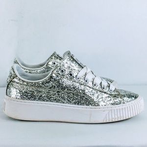 puma silver glitter sneakers